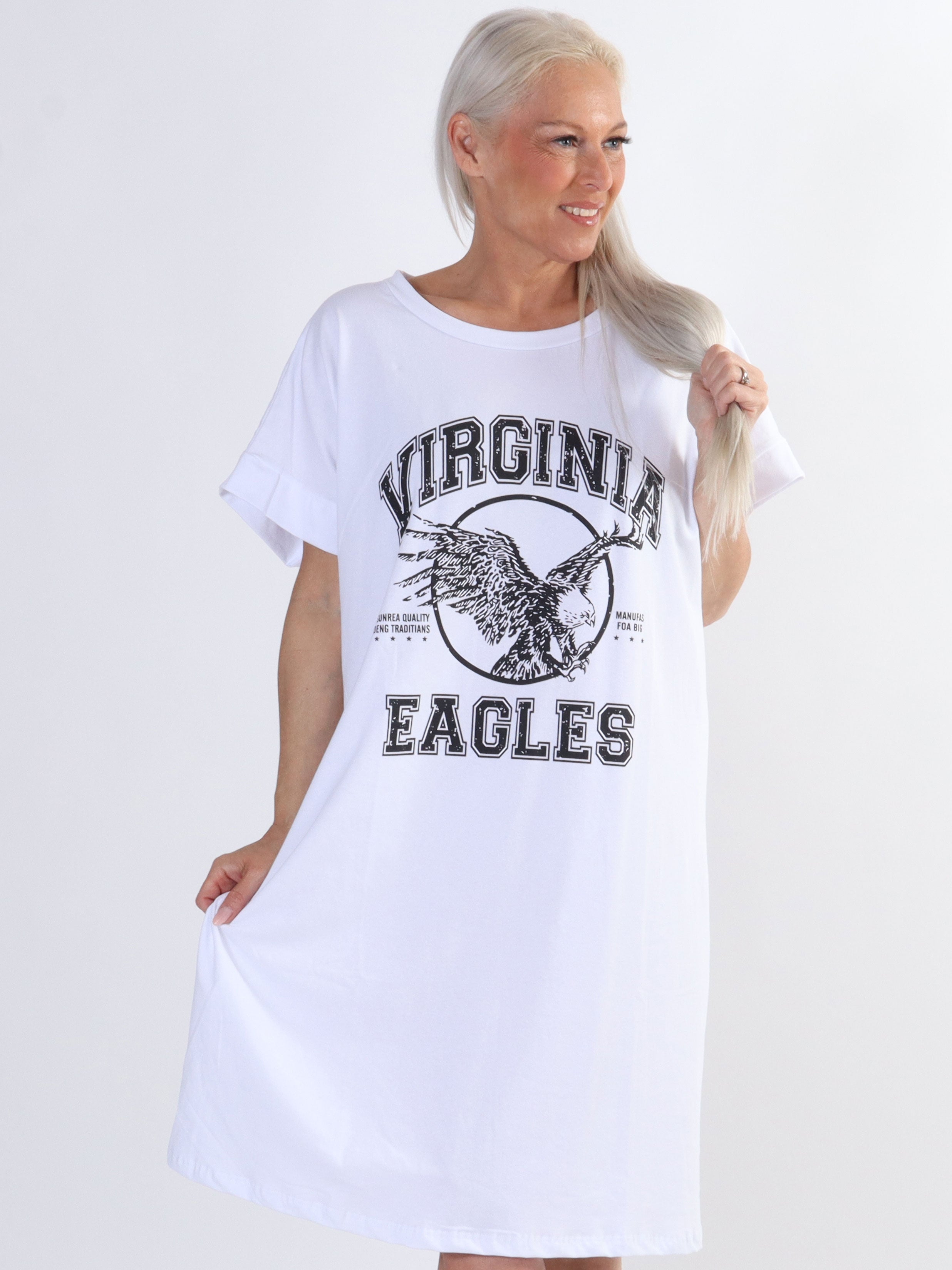 Virginia - Mjuk plus size t-shirt klänning med motiv